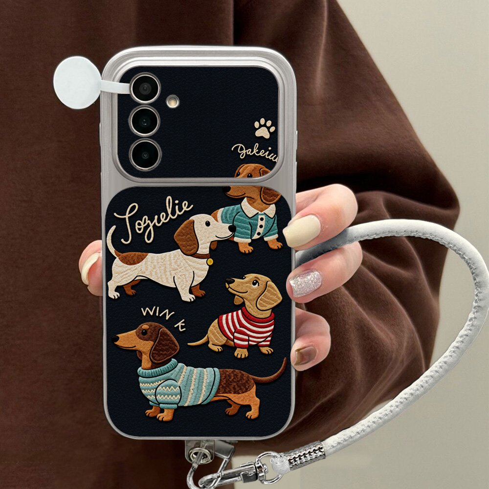 Phone Cases That Cover The Camera - Cartoon Dachshund Phone Case For Samsung