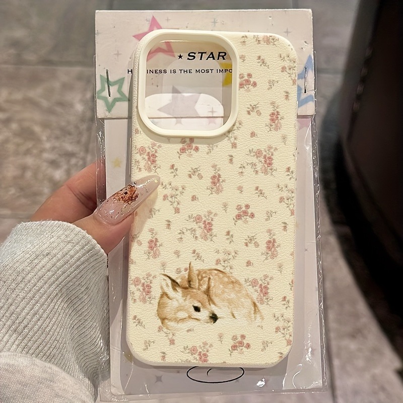 Phone Cases Art - Cute Deer Full Floral Pattern Design