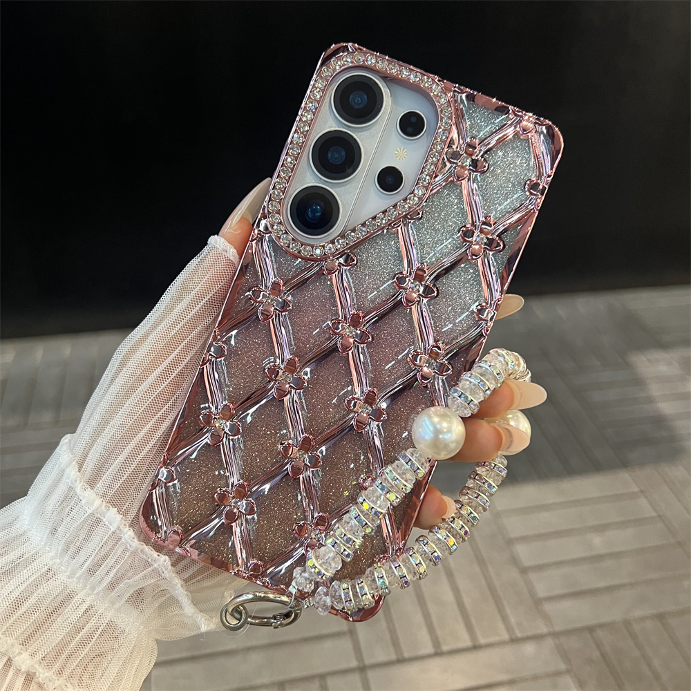 Luxury Plating Case - Luxury Plating Flower Glitter Rhinestone Bracelet