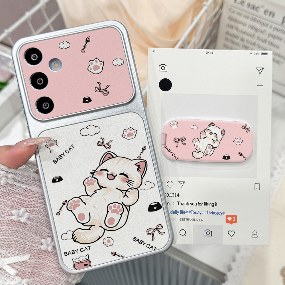 Phone Cases With Stand - Cartoon Cute Cat Phone Case For