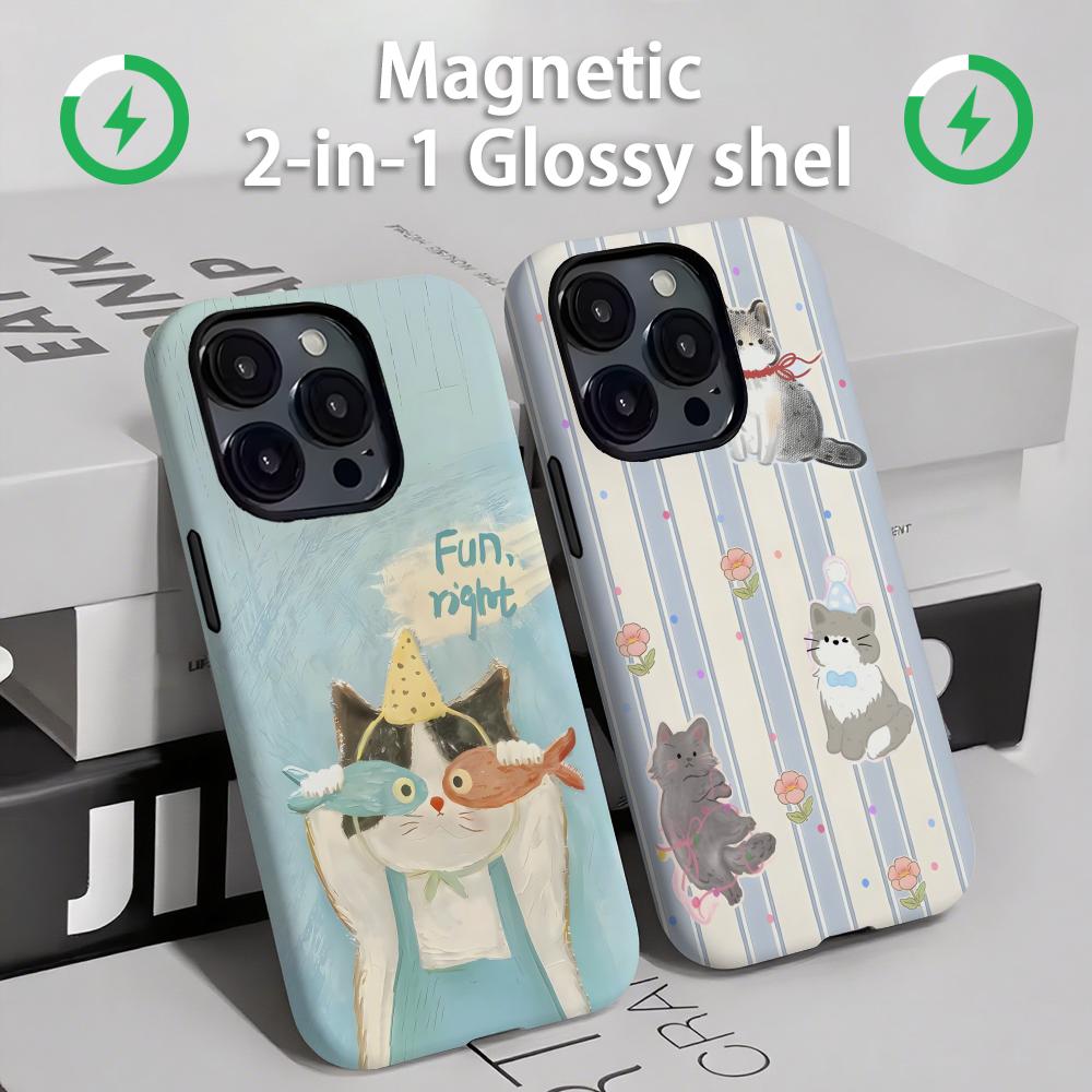 Phone Cases Magnetic - Cute cats and dogs Phone Case