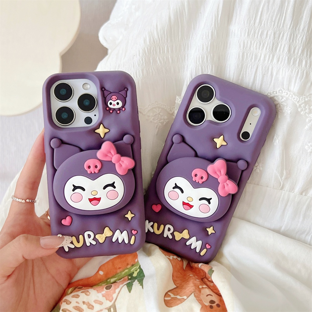 Phone Cases With Stand - Cartoon Sanrio Cute 3D Cartoon Kuromi
