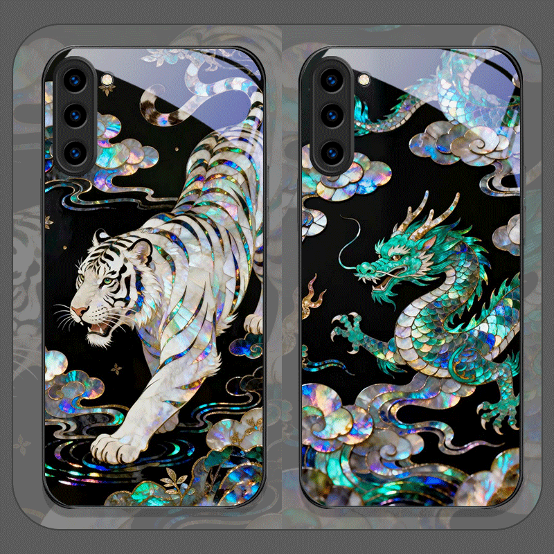 Phone Cases Samsung S25 Fe - Stylish Tiger Dragon Marble Texture Printed