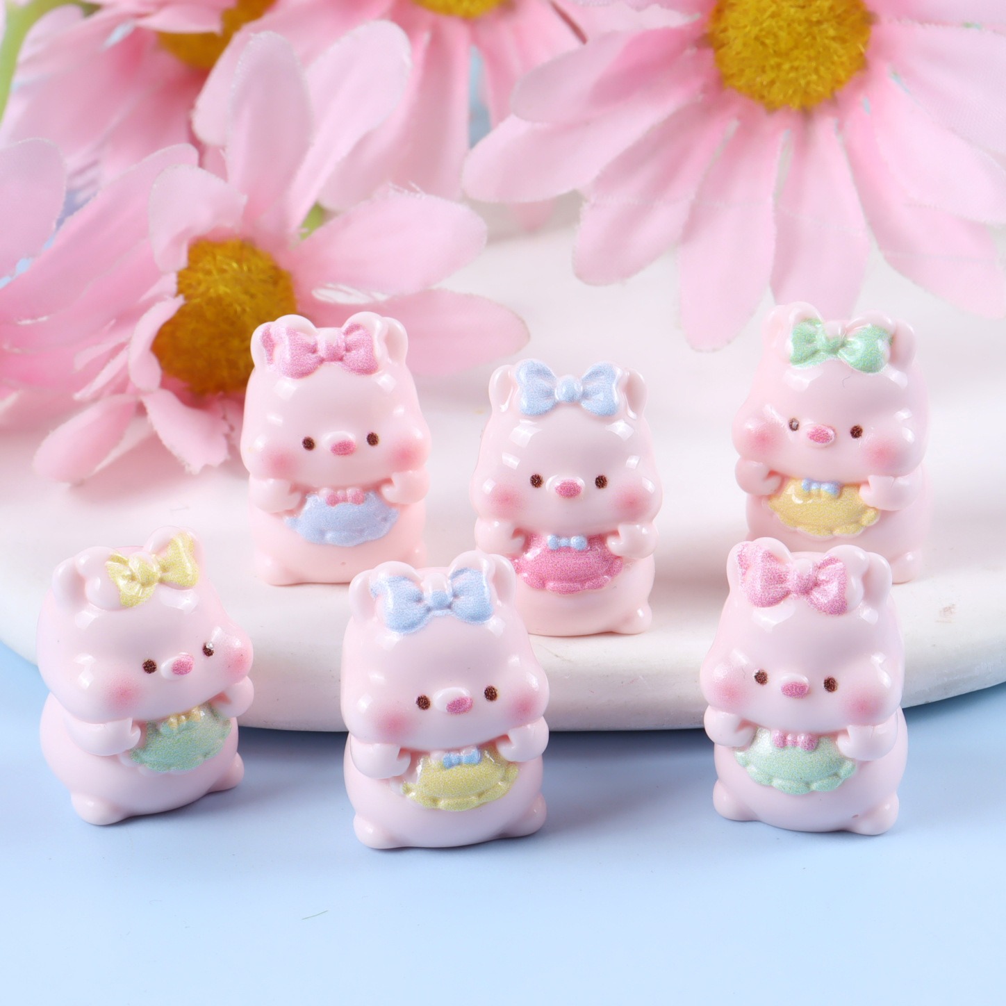 Phone Cases Green - 6PCS Mixed Cute Pig Resin Charms