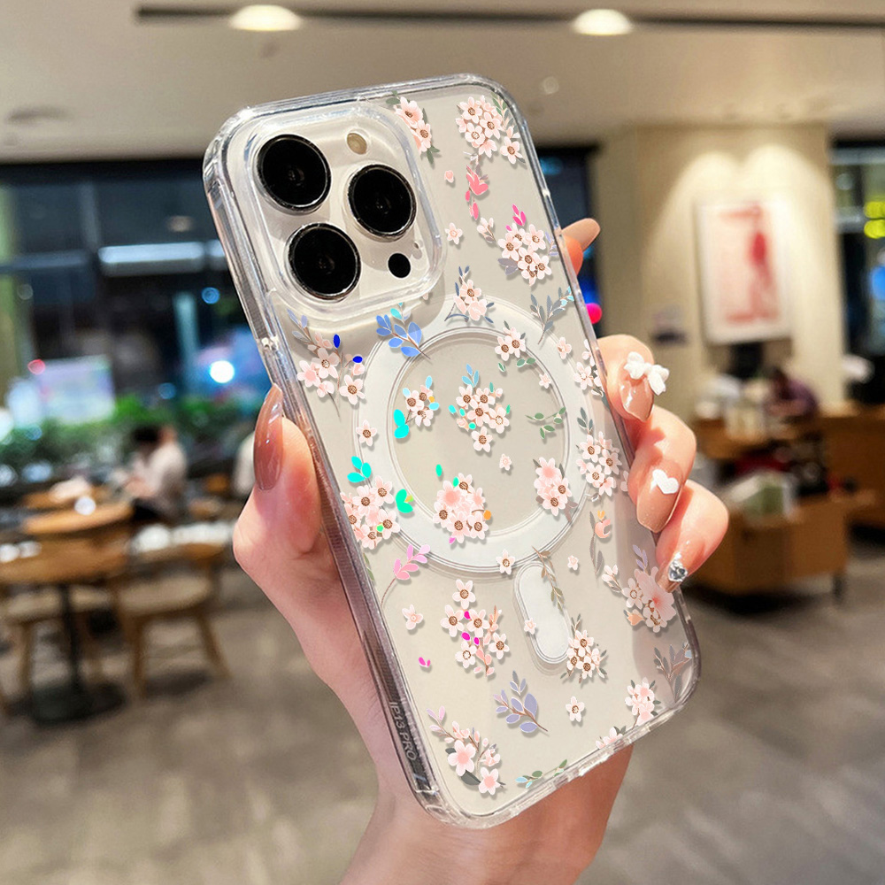 Phone Cases Magnetic - Flower Transparent Phone Case For iphone
