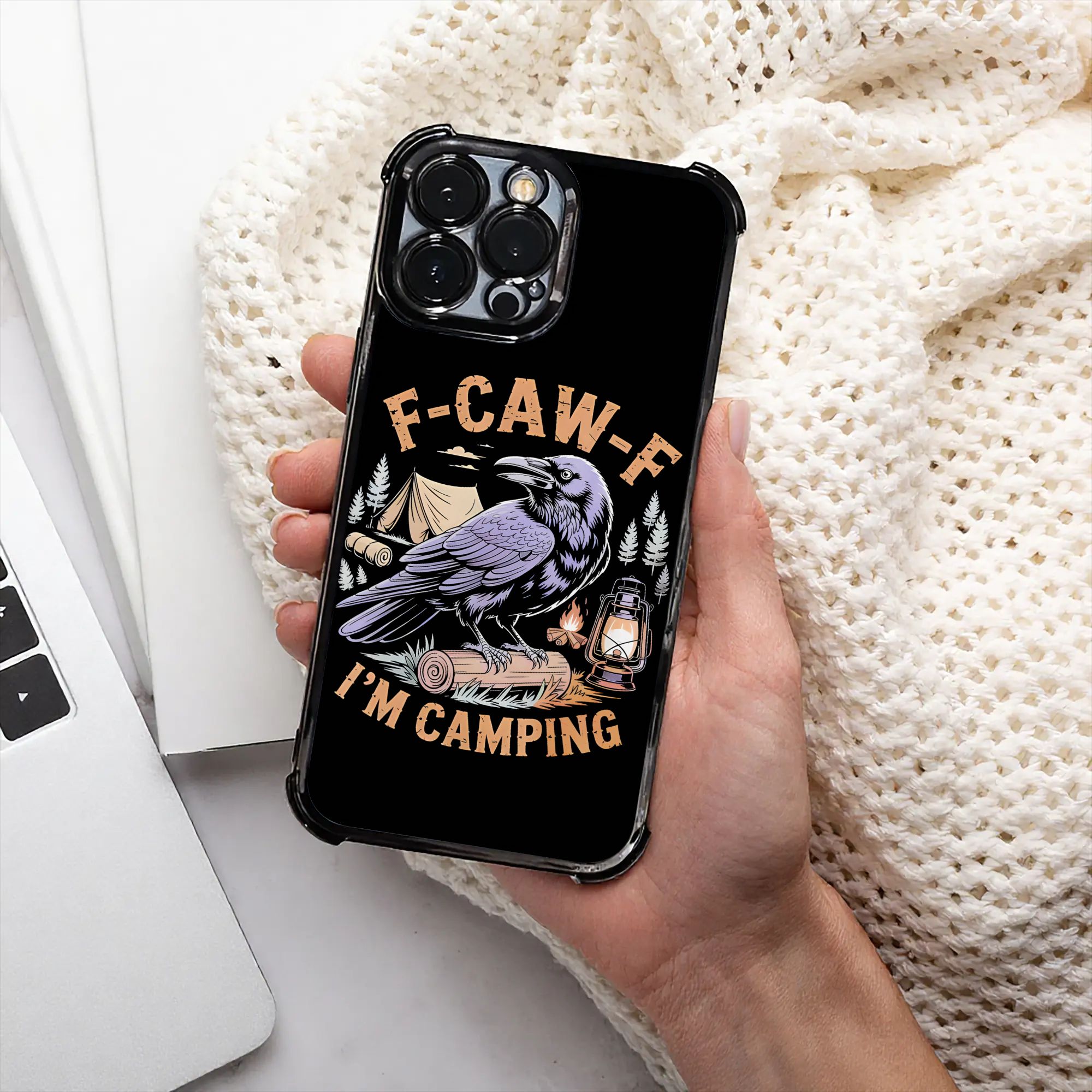 Funny Raven F CAW F I'm Campin - Phone Cases Funny 评论和价格