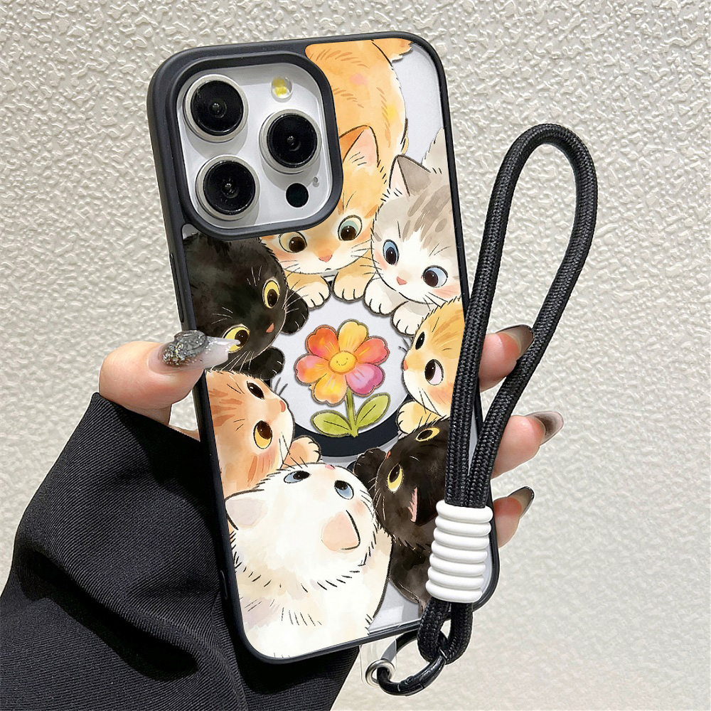 Black Frame Floral Anti-fall P - Phone Cases Magnetic 评论和价格