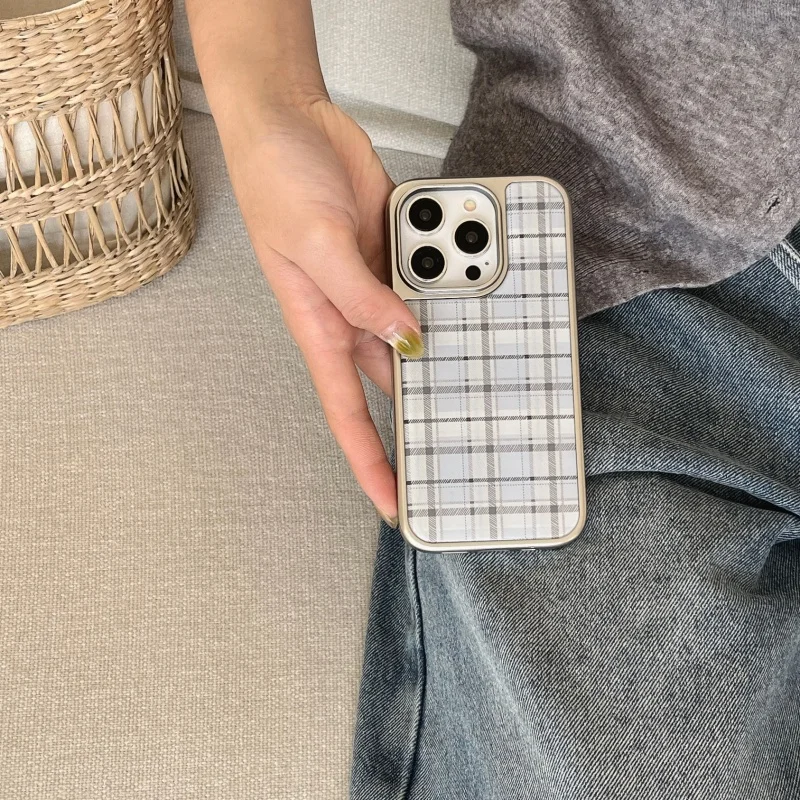 Korean Ins Epoxy Blue Plaid Pa - Phone Cases Green 评论和价格