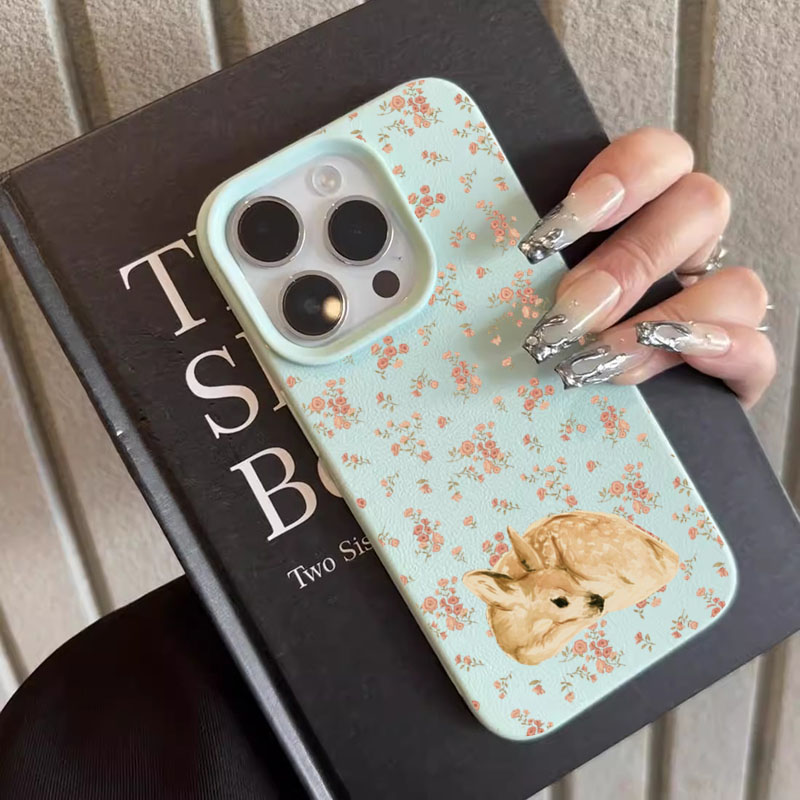 Cute Deer Full Floral Pattern  - Phone Cases Art 评论和价格