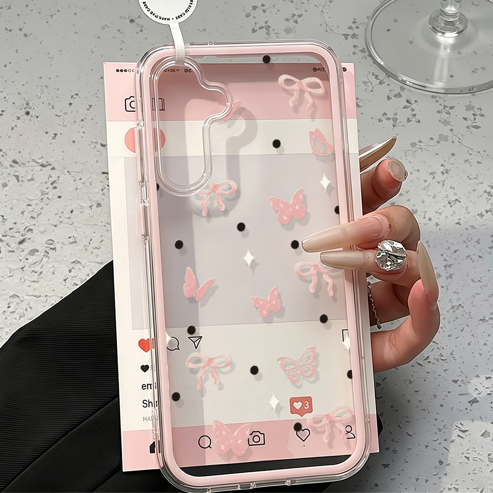 Cute Pink Bow Soft Phone Case  - Phone Cases That Cover The Camera 评论和价格