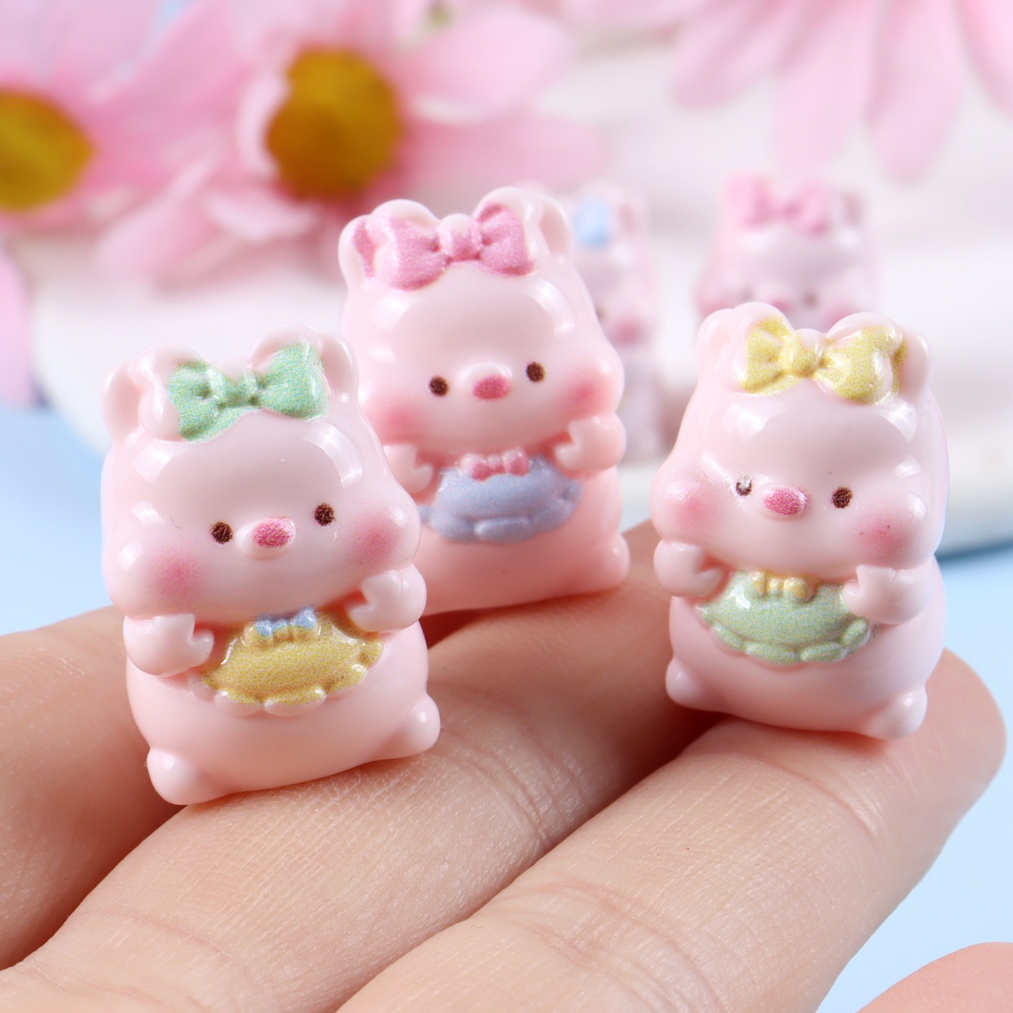 6PCS Mixed Cute Pig Resin Char - Phone Cases Green 评论和价格