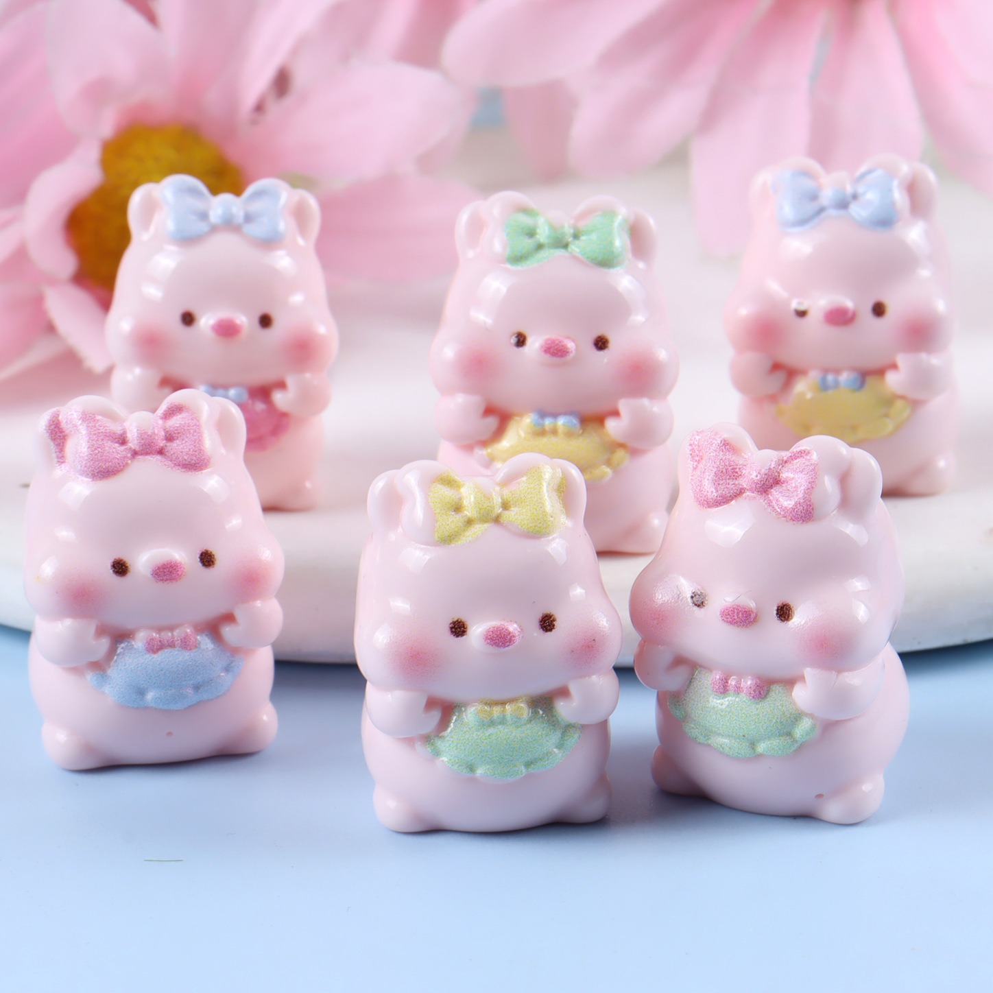 6PCS Mixed Cute Pig Resin Char - Phone Cases Green 评论和价格