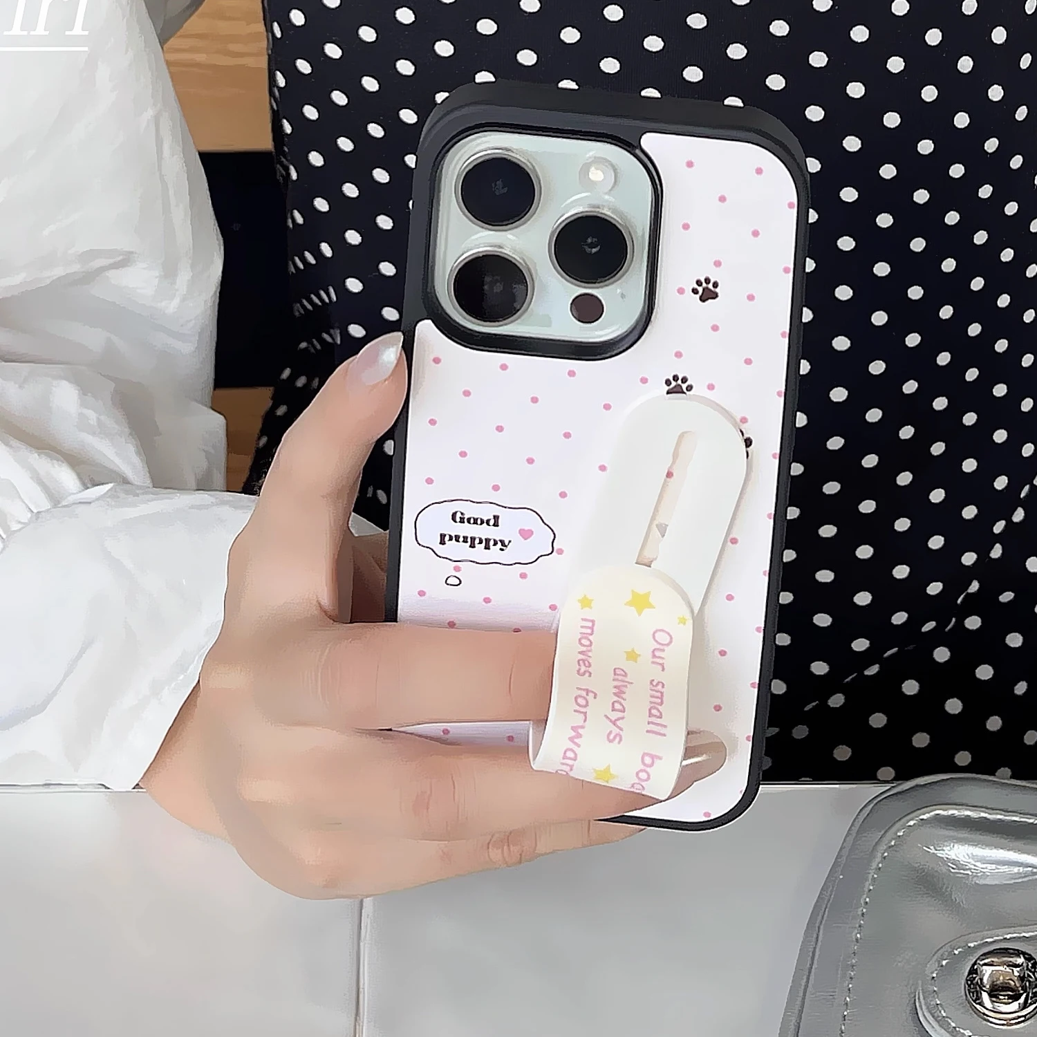 INS Pink Wave Point Good Puppy - Phone Cases With Stand 评论和价格