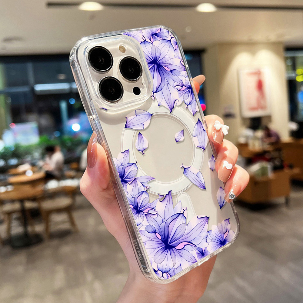 Flower Transparent Phone Case  - Phone Cases Magnetic 评论和价格