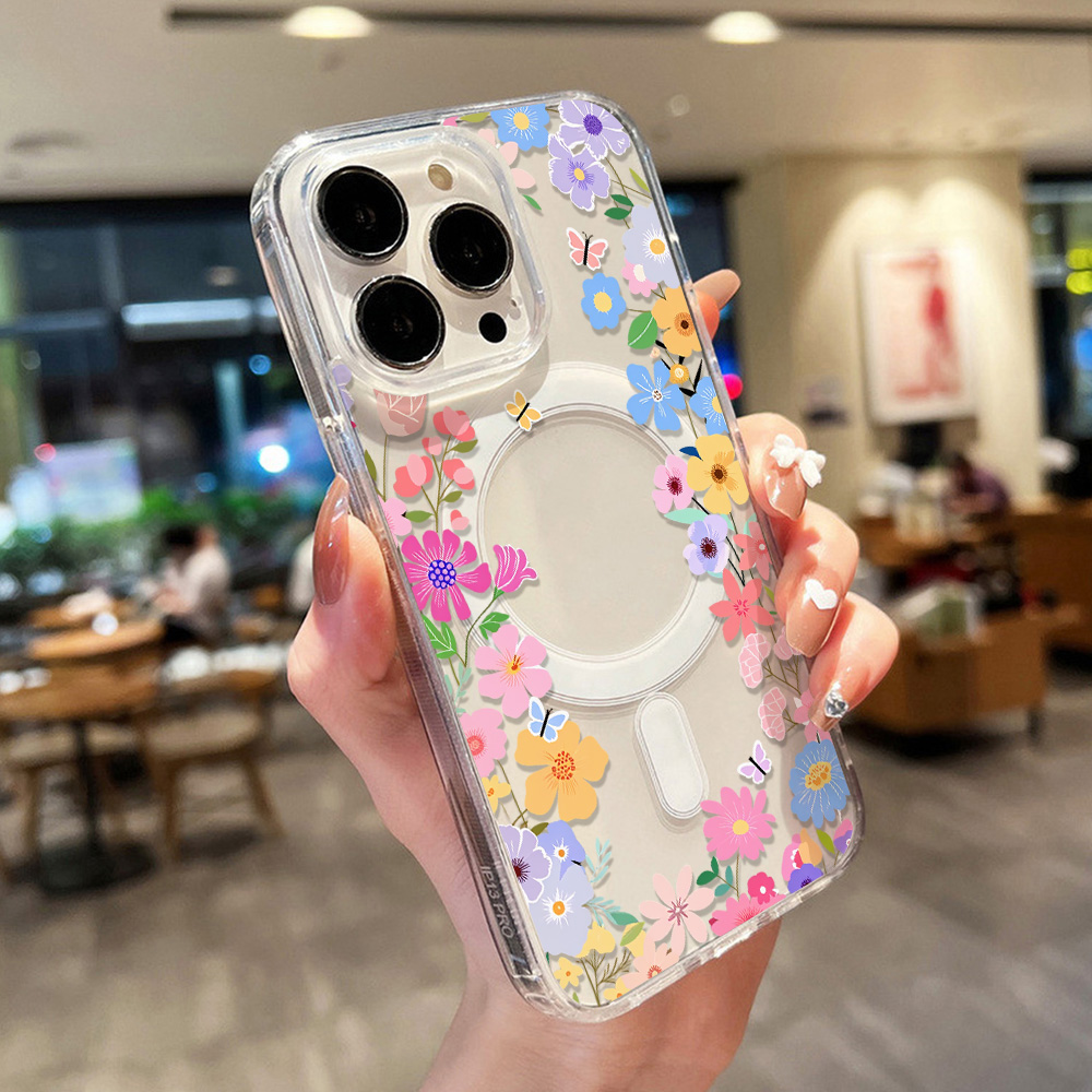Flower Transparent Phone Case  - Phone Cases Magnetic 评论和价格