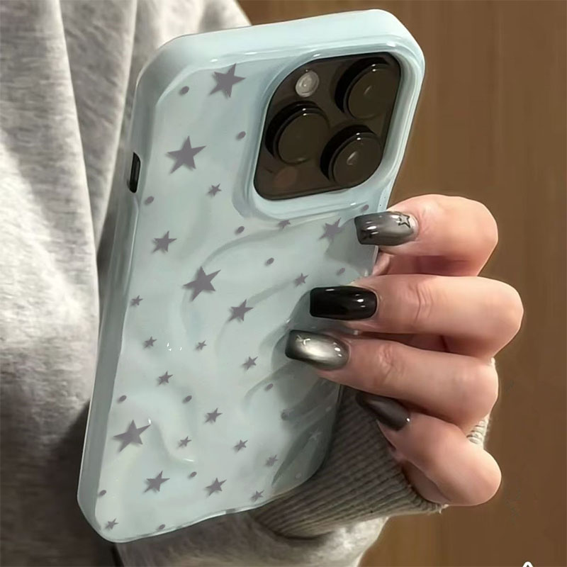 Minimalist Gray-Blue Star Wave - Phone Cases Green 评论和价格